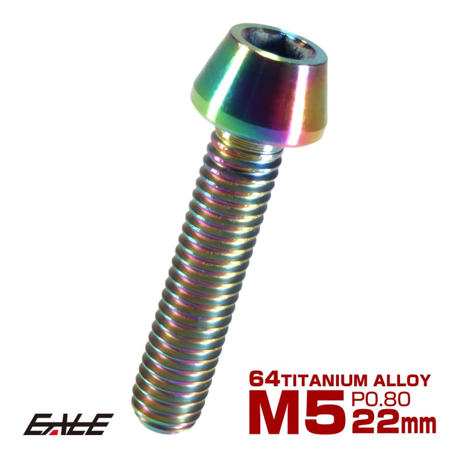 チタンボルト M5×22mm P0.8 キャップボルト 六角穴付 テーパーヘッド レインボー 虹色 JA354 | ブランド登録なし