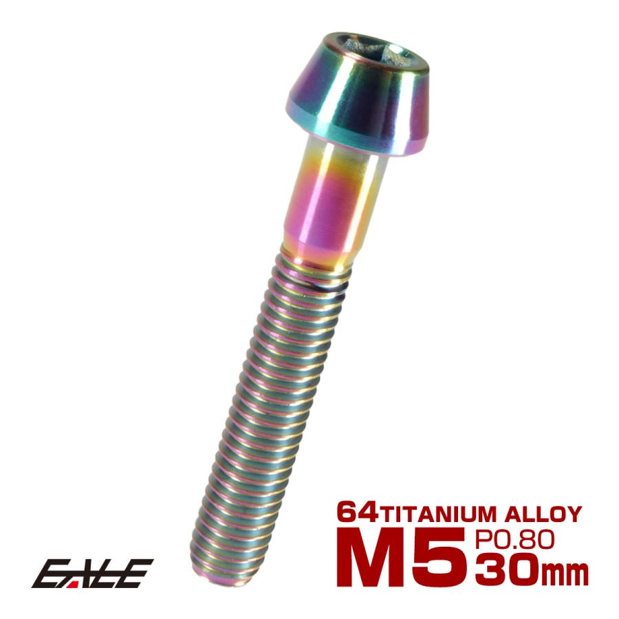 チタンボルト M5×30mm P0.8 キャップボルト 六角穴付 テーパーヘッド レインボー 虹色 JA362 | ブランド登録なし