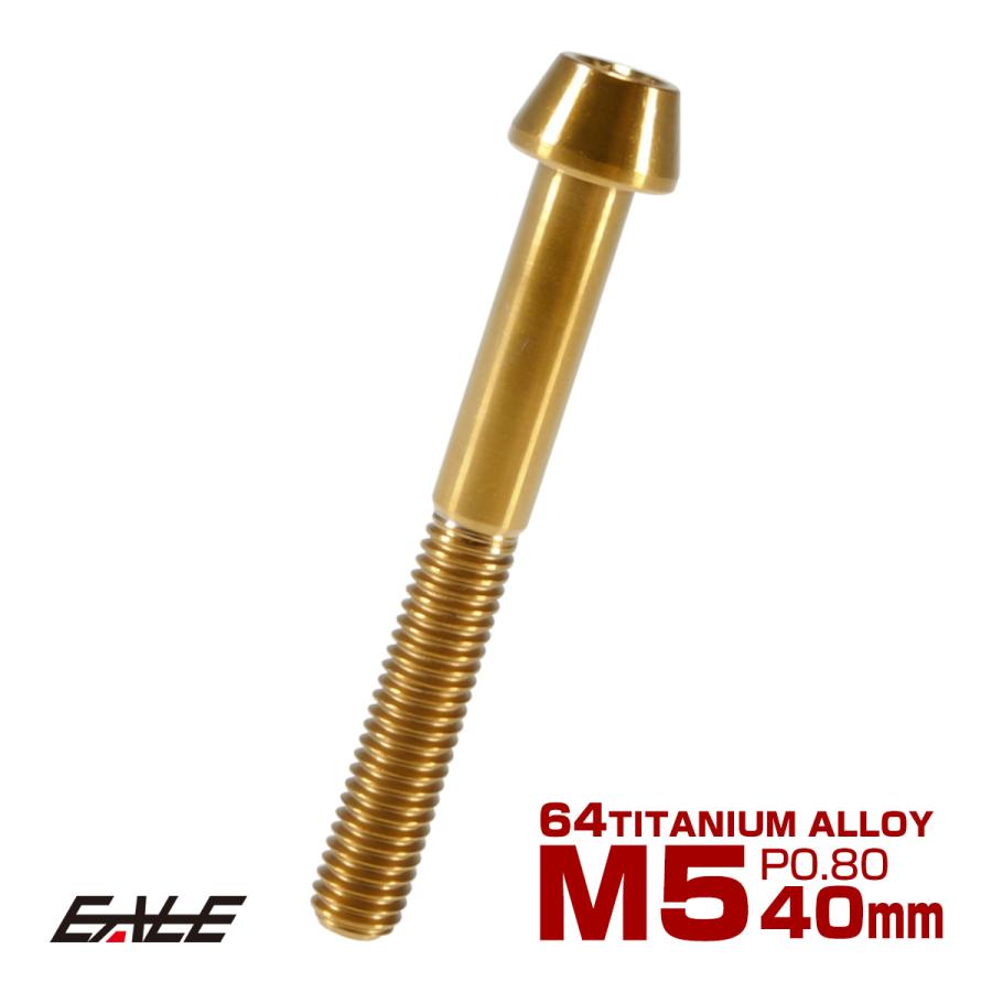 チタンボルト M5×40mm P0.8 キャップボルト 六角穴付 テーパーヘッド