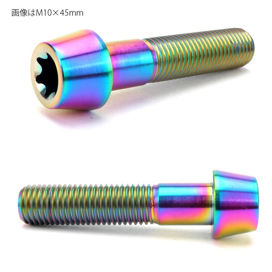 チタンボルト M10×40mm P1.25 キャップボルト トルクス穴 レインボー 虹色 テーパー JA394 | ブランド登録なし | 01