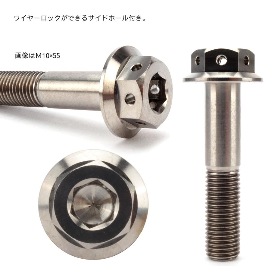 チタンボルト M10×25mm P1.25 六角ボルト 22mm フランジ付き シルバー