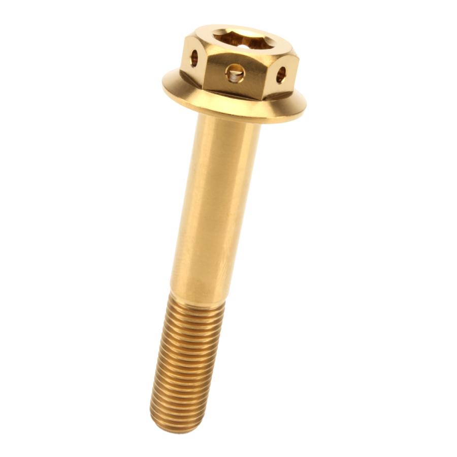 チタンボルト M10×60mm P1.25 六角ボルト 22mm フランジ付き ゴールド JA446 | ブランド登録なし | 04