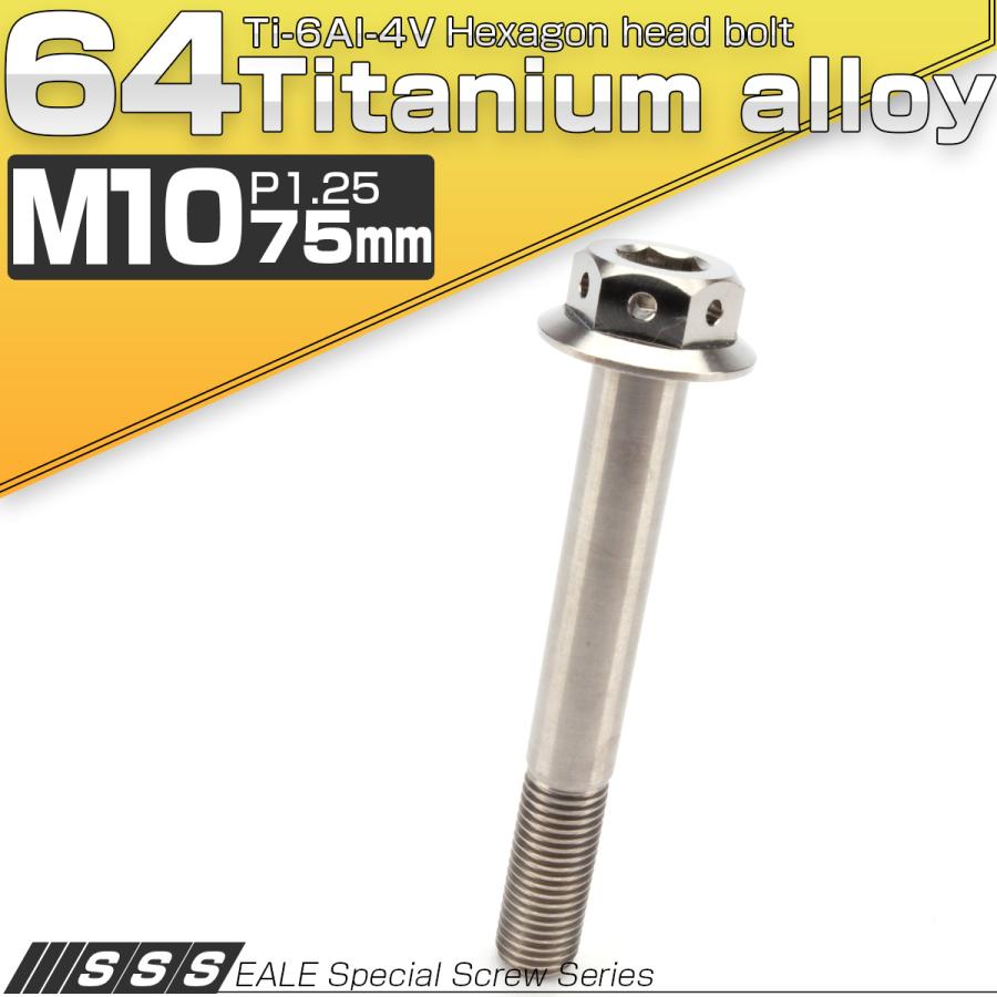 チタンボルト M10×75mm P1.25 六角ボルト 22mm フランジ付き シルバー JA453 | ブランド登録なし