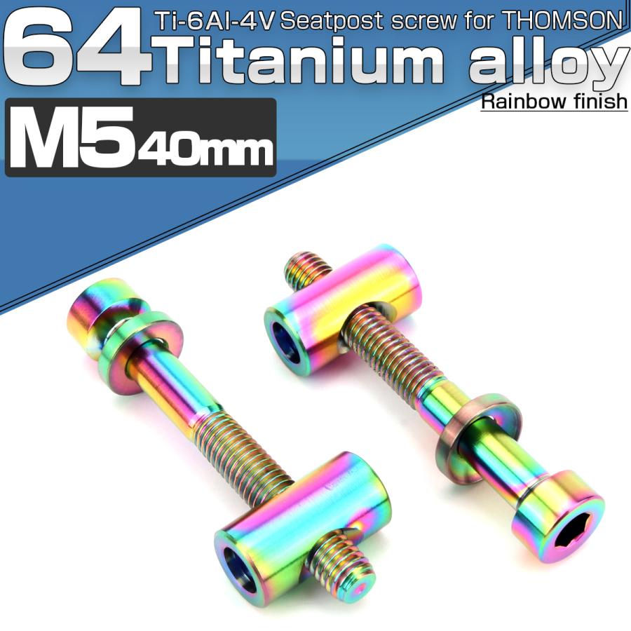 シートポスト用 固定ボルト M5 40mm チタン トムソン対応  レインボー 自転車 2個セット JA477 | ブランド登録なし | 01