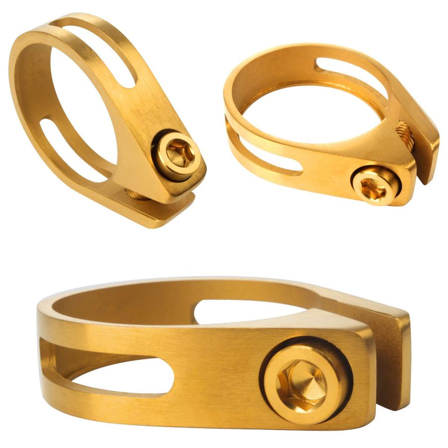 シートクランプ 34.9mm チタン ゴールド チタンボルト付き 自転車