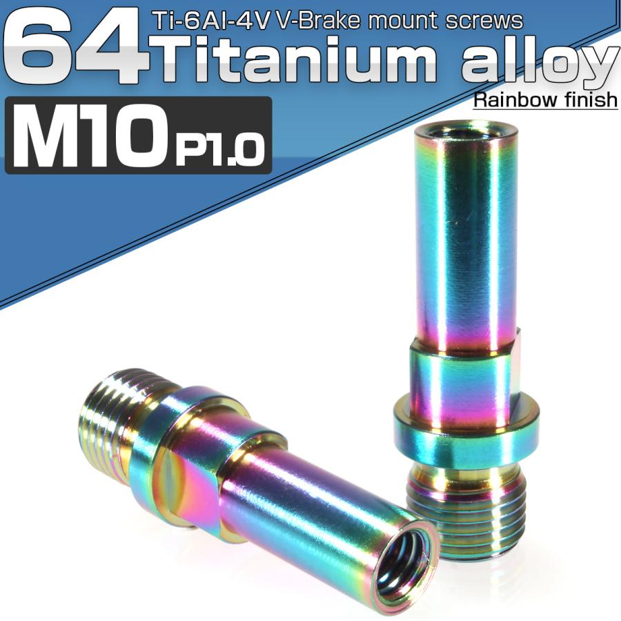 Vブレーキ マウント ボルト M10 P1.0 カンチブレーキ ピボットボルト レインボー 自転車 2個セットJA492 | ブランド登録なし | 01