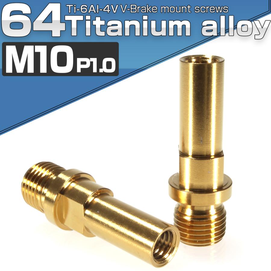 Vブレーキ マウント ボルト M10 P1.0 カンチブレーキ ピボットボルト ゴールド 自転車 2個セットJA493 | ブランド登録なし | 01