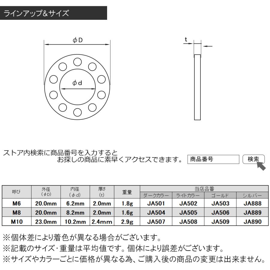 チタンワッシャーM10 外径23mm 平ワッシャー ライトカラー 焼きチタン風 フラットワッシャー ホール JA508 | ブランド登録なし | 03