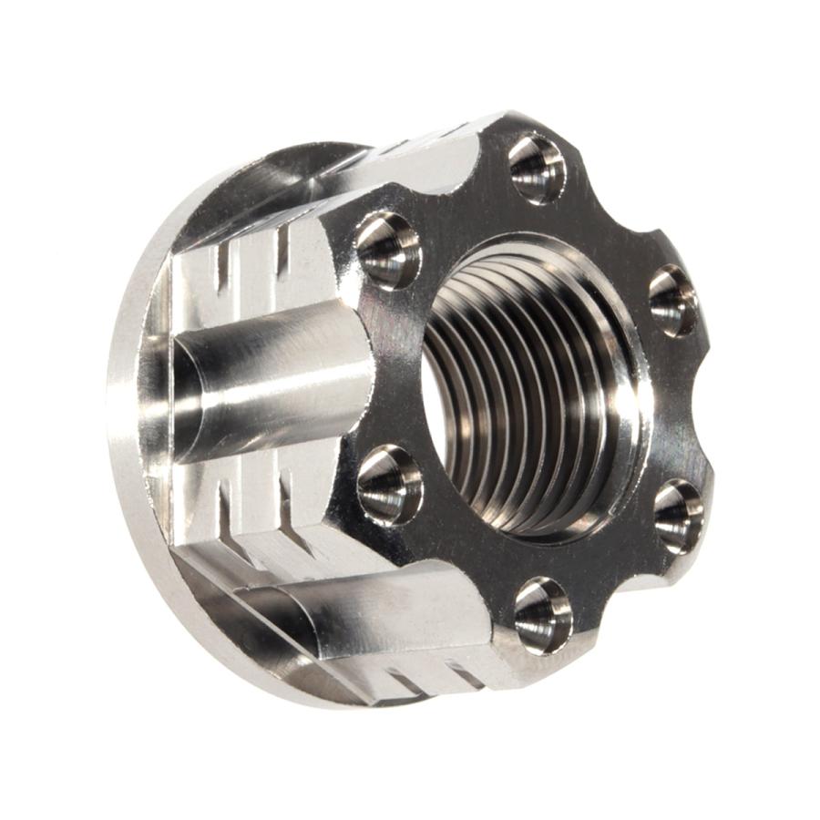 チタンナット M16 P1.5 六角ナット フランジ付き アクスルナット シルバー セレート無し 切削デザイン JA528 | ブランド登録なし | 03