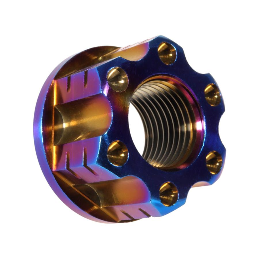 チタンナット M16 P1.5 六角ナット フランジ付き アクスルナット ダークカラー 焼きチタン セレート無し 切削デザイン JA529 | ブランド登録なし | 03