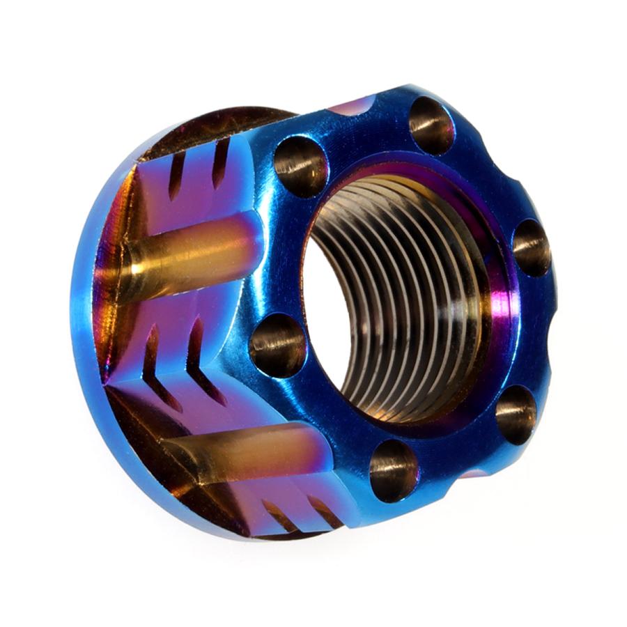 チタンナット M18 P1.5 六角ナット フランジ付き アクスルナット ダークカラー 焼きチタン セレート無し 切削デザイン JA533 | ブランド登録なし | 03