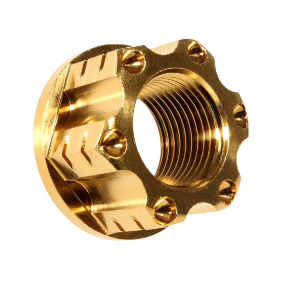 チタンナット M18 P1.5 六角ナット フランジ付き アクスルナット ゴールド セレート無し 切削デザイン JA534 | ブランド登録なし | 03