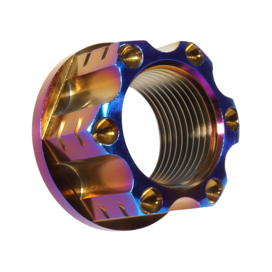 チタンナット M20 P1.5 六角ナット フランジ付き アクスルナット ダークカラー 焼チタン セレート無し 切削デザイン JA536 | ブランド登録なし | 03