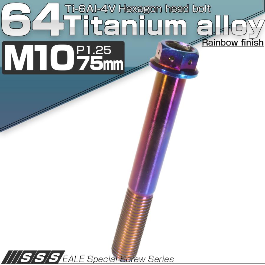 チタンボルト M10×75mm P1.25 六角ボルト フランジ付き 六角穴 焼きチタン風 JA557 | ブランド登録なし