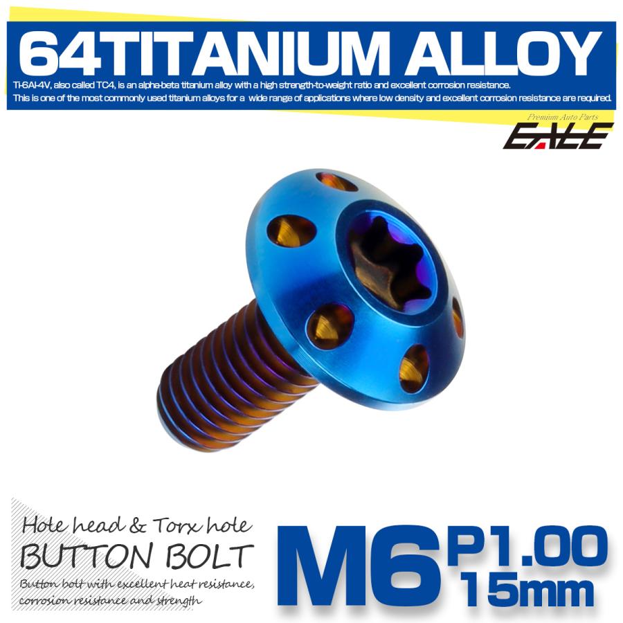チタンボルト M6×15mm P1.0 ボタンボルト T型 トルクス穴 焼チタン風 ホール JA560 | ブランド登録なし