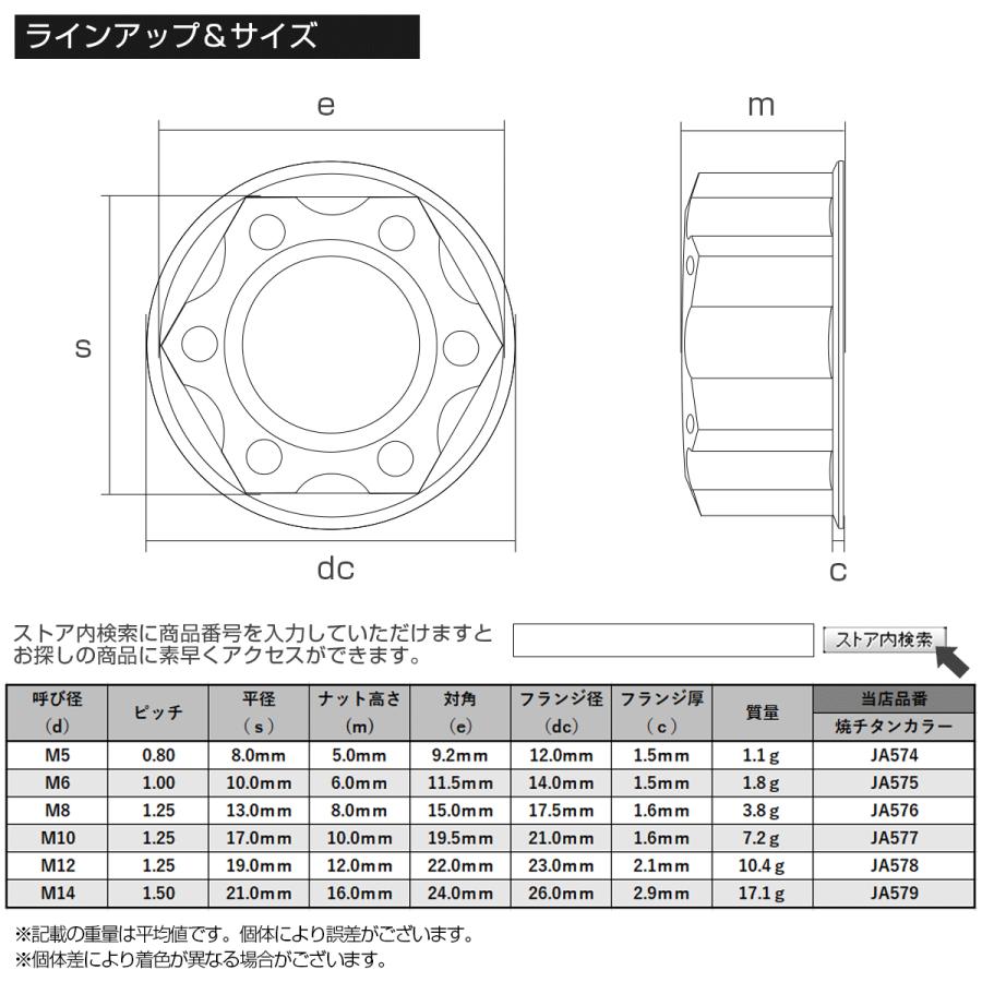 チタンナット M8 P1.25 六角ナット フランジ付 焼チタンカラー スター JA576 | ブランド登録なし | 03
