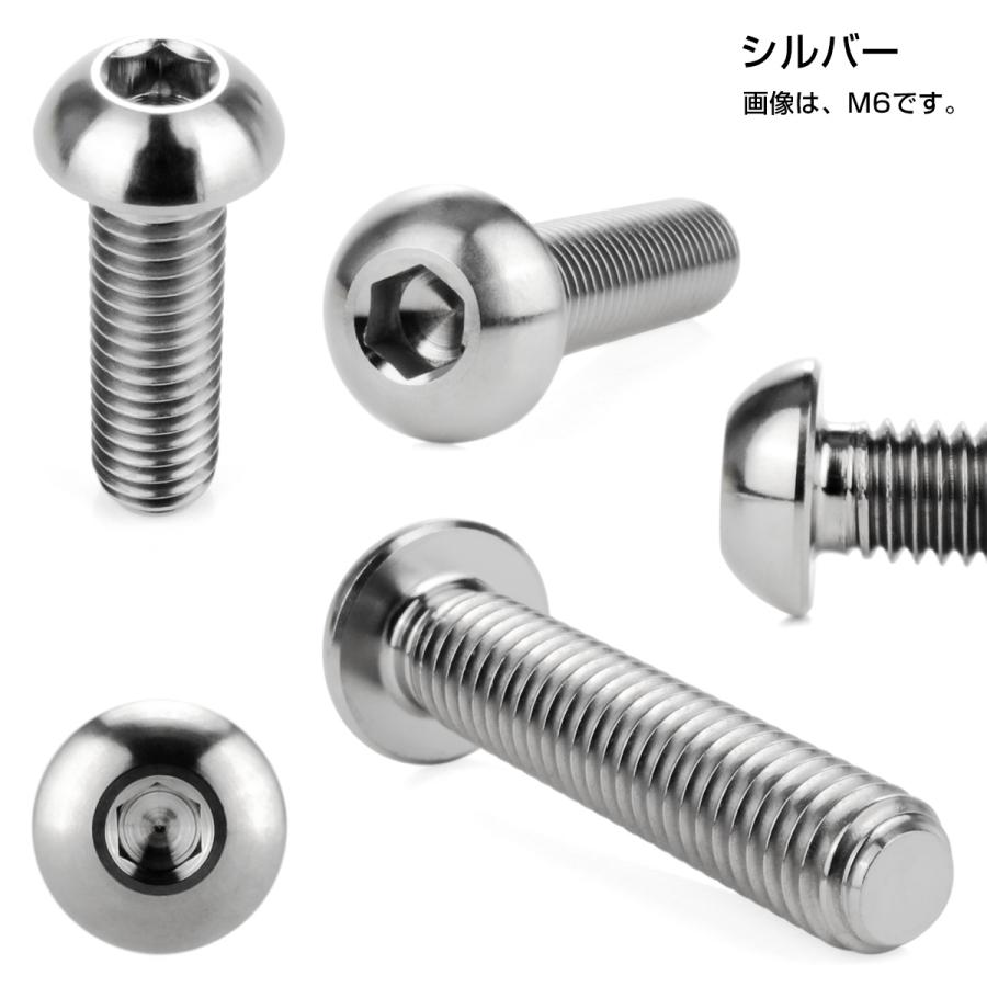 チタンボルト M5×8mm P0.8 ボタンボルト 六角穴 シルバー原色 JA580 | ブランド登録なし | 02