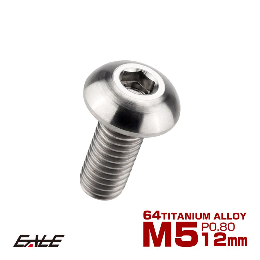 チタンボルト M5×12mm P0.8 ボタンボルト 六角穴 シルバー原色 JA590 | ブランド登録なし