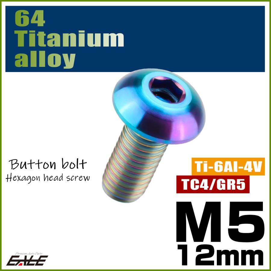 チタンボルト M5×12mm P0.8 ボタンボルト 六角穴 レインボー 虹色 ライトカラー JA591 | ブランド登録なし | 01