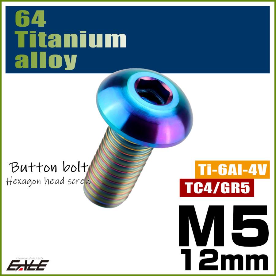 チタンボルト M5×12mm P0.8 ボタンボルト 六角穴 レインボー 虹色 ライトカラー JA591 | ブランド登録なし | 01