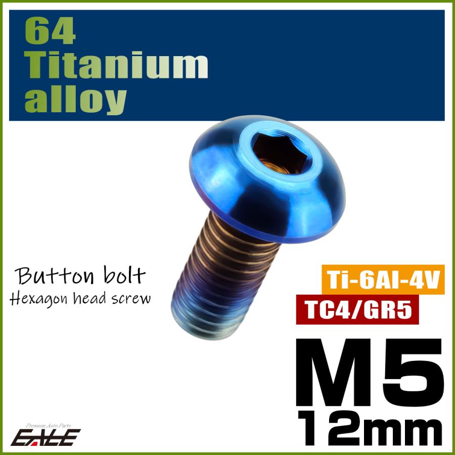 チタンボルト M5×12mm P0.8 ボタンボルト 六角穴 焼きチタンカラー ダークカラー JA593｜eale｜02