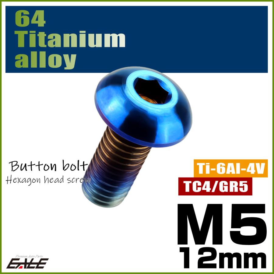 チタンボルト M5×12mm P0.8 ボタンボルト 六角穴 焼きチタンカラー ダークカラー JA593 | ブランド登録なし | 01