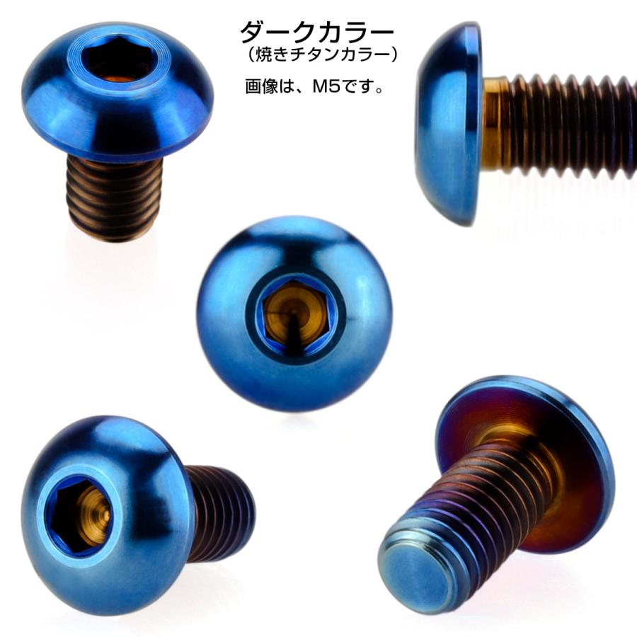 チタンボルト M5×12mm P0.8 ボタンボルト 六角穴 焼きチタンカラー ダークカラー JA593 | ブランド登録なし | 02