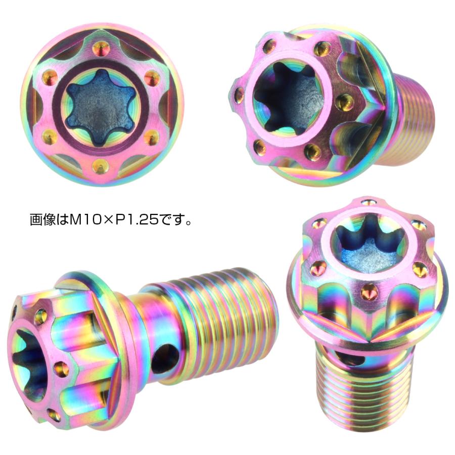 64チタン製 バンジョーボルト シングル M10 P1.25 トルクス穴 レインボー ライトカラー JA613 | ブランド登録なし | 02