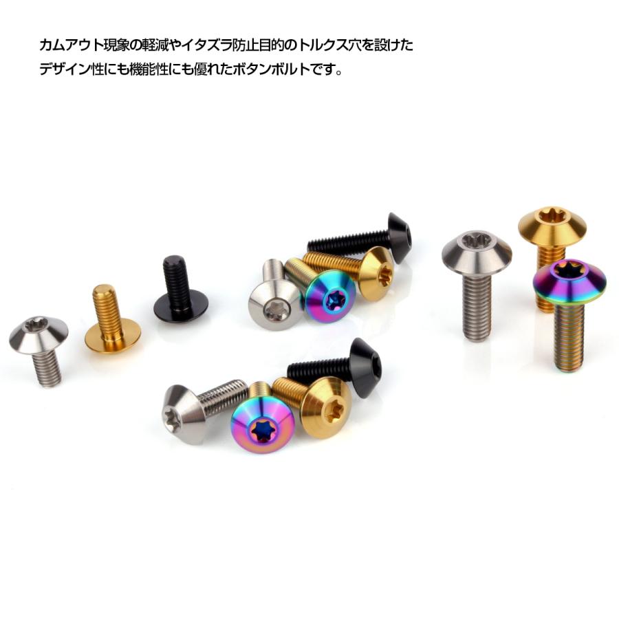 チタンボルト M6 15mm P1.0 ボタンボルト トルクス穴付き デザインボルト レインボー JA629 | ブランド登録なし | 03