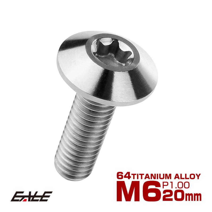 チタンボルト M6 20mm P1.0 ボタンボルト トルクス穴付き デザイン