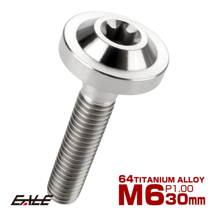 チタンボルト M6×30mm P1.0 ボタンボルト トルクスヘッド フランジ付 カスタムボルト シルバー チタン原色 JA667 | ブランド登録なし