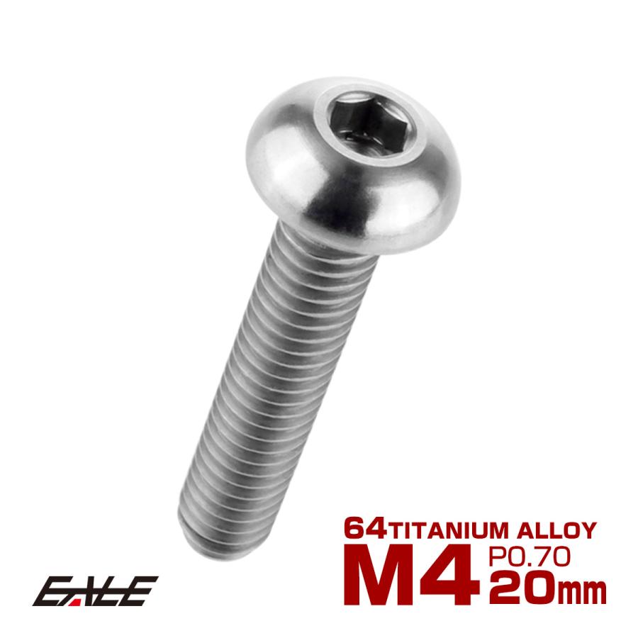 チタンボルト M4×20mm P0.7 ボタンボルト 六角穴 シルバー原色 JA701 | ブランド登録なし