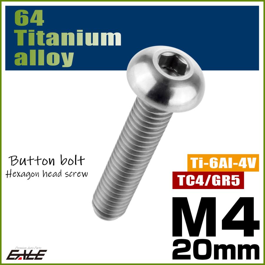 チタンボルト M4×20mm P0.7 ボタンボルト 六角穴 シルバー原色 JA701 | ブランド登録なし | 01