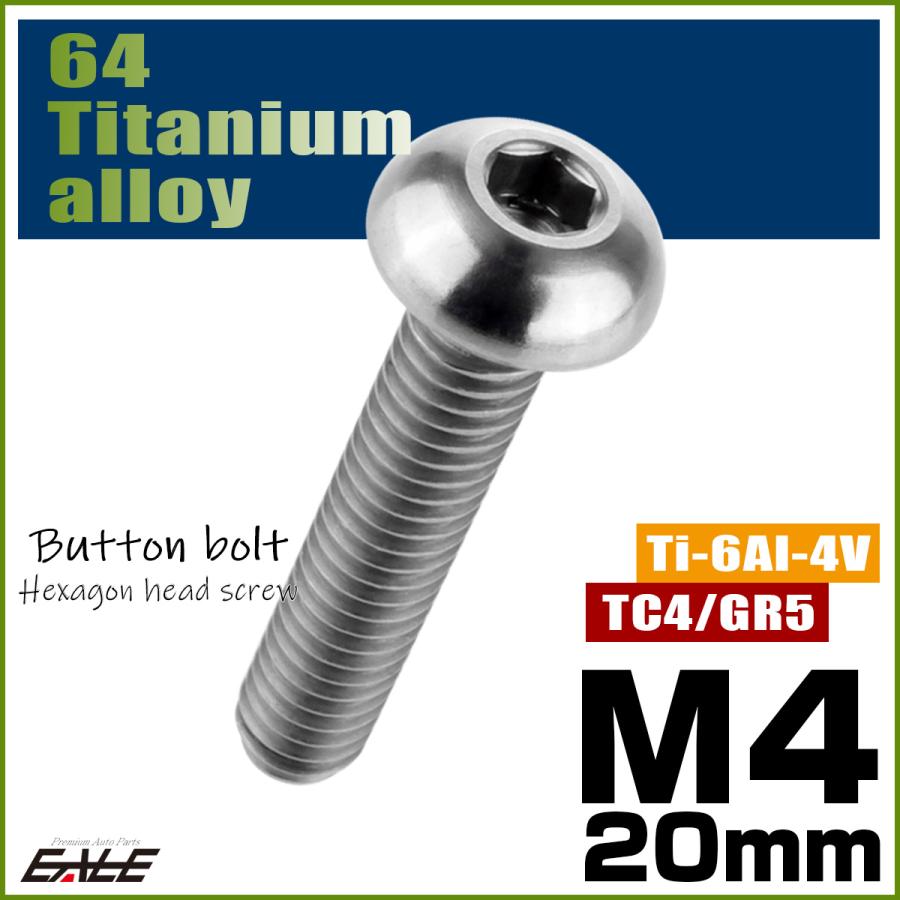 チタンボルト M4×20mm P0.7 ボタンボルト 六角穴 シルバー原色 JA701 | ブランド登録なし | 01
