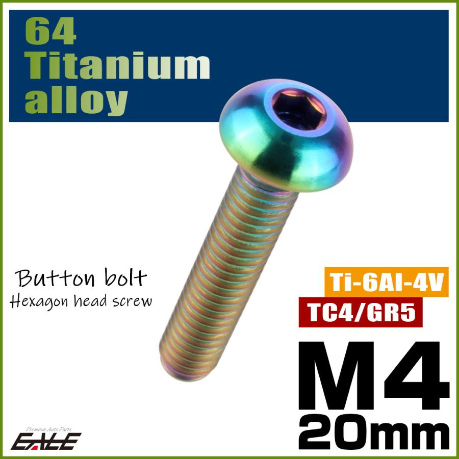 チタンボルト M4×20mm P0.7 ボタンボルト 六角穴 レインボー 虹色 ライトカラー JA702 | ブランド登録なし | 01