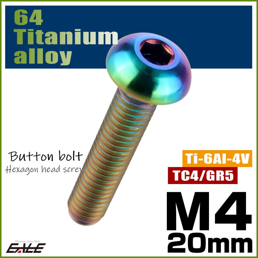 チタンボルト M4×20mm P0.7 ボタンボルト 六角穴 レインボー 虹色 ライトカラー JA702 | ブランド登録なし | 01