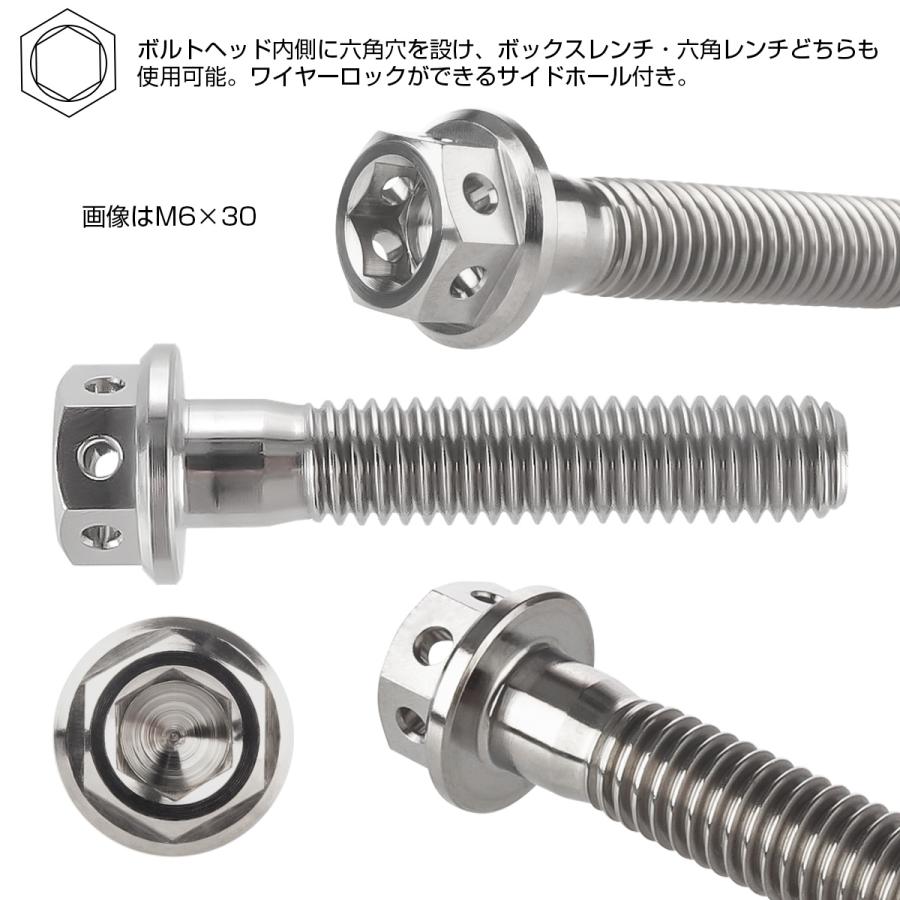チタンボルト M6×10mm P1.0 六角ボルト 六角穴付き フランジ付き シルバー デザイン JA723 | ブランド登録なし | 01