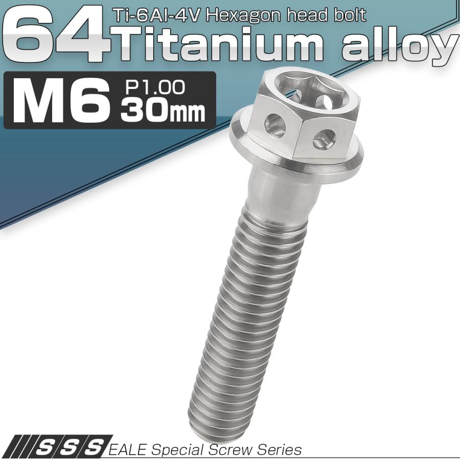チタンボルト M6×30mm P1.0 六角ボルト 六角穴付き フランジ付き シルバー デザイン JA731 | ブランド登録なし