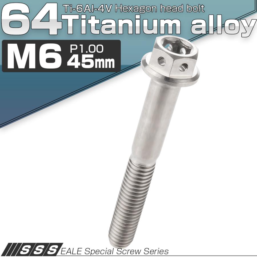 64チタン M6×45mm P1.0 雑誌で紹介された デザイン六角ボルト 六角穴付きボルト フランジ付き 99％以上節約 Ti6Al-4V JA737 シルバー