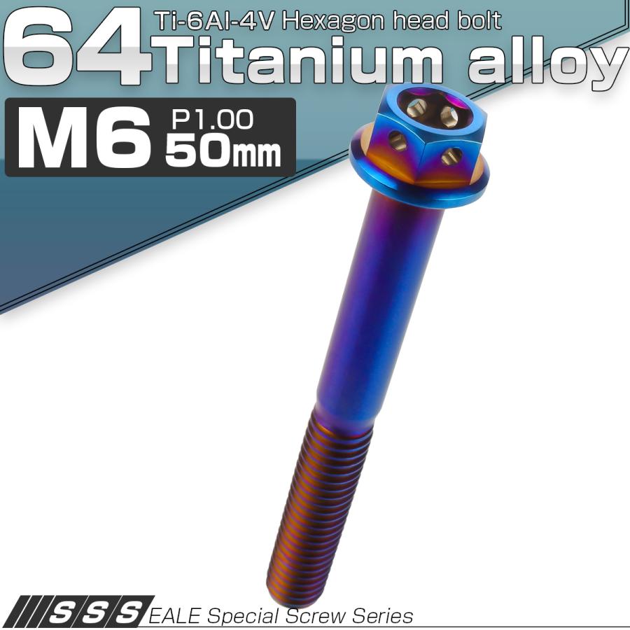 チタンボルト M6×50mm P1.0 六角ボルト 六角穴付き フランジ付き 焼きチタン風 デザイン JA740 | ブランド登録なし