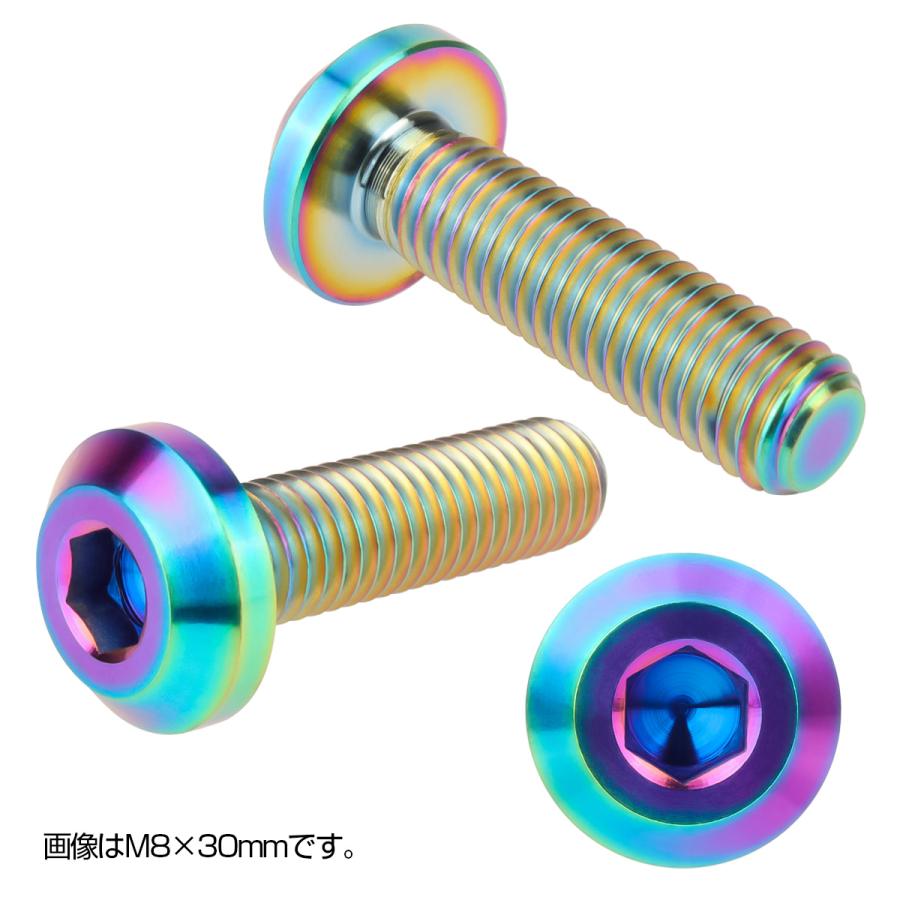 チタンボルト M8×25mm P1.25 ボタンボルト 六角穴 テーパーヘッド カスタムボルト レインボー 虹色 JA752 | ブランド登録なし | 02