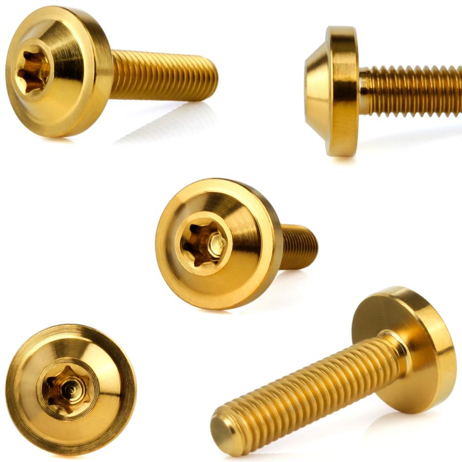 チタンボルト M5×20mm P0.8 ボタンボルト フランジ付き トルクスヘッド カスタムボルト ゴールド JA80000 | ブランド登録なし | 02