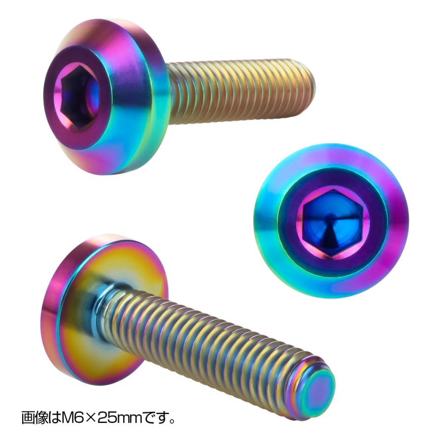 チタンボルト ボタンボルト M6×25mm P1.00 六角穴 テーパーヘッド カスタムボルト レインボー 虹色 JA856 | ブランド登録なし | 02