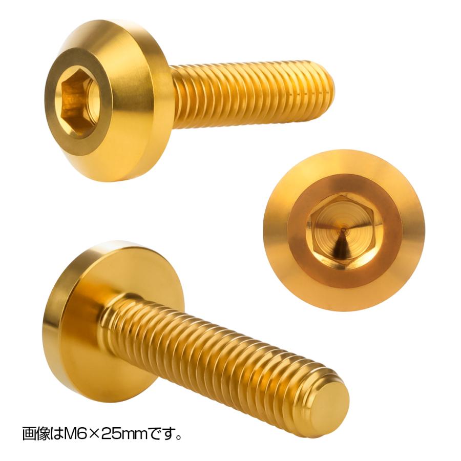 チタンボルト M6×35mm P1.00 ボタンボルト 六角穴 テーパーヘッド カスタムボルト ゴールド JA863 | ブランド登録なし | 02