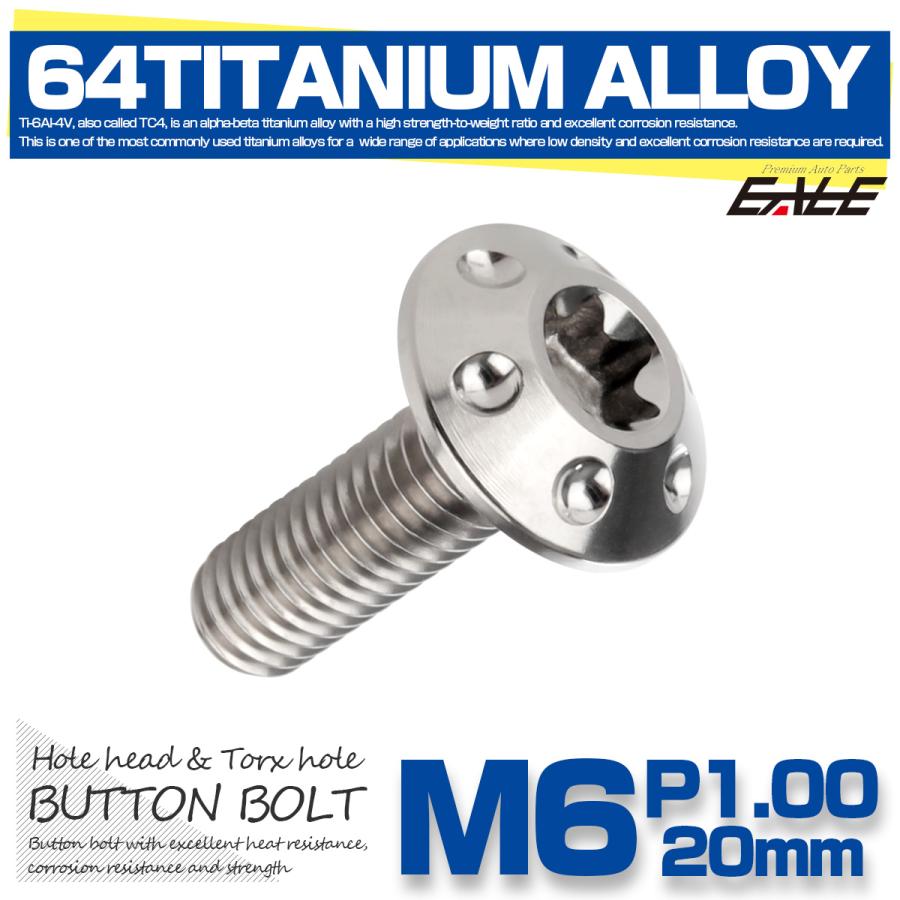 チタンボルト M6×20mm P1.0 ボタンボルト T型 トルクス穴 シルバー ホール JA869 | ブランド登録なし