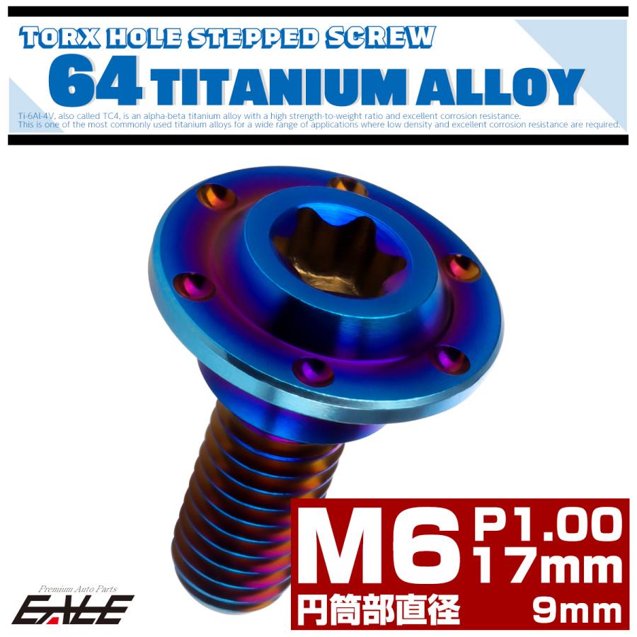 チタンボルト M6×17mm P1.0フランジボルト 段付き 円筒部直径9mm トルクス穴 焼きチタン JA883 | ブランド登録なし