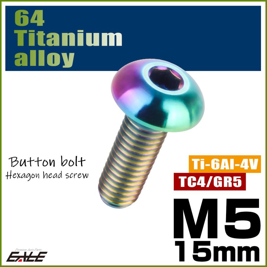 チタンボルト M5×15mm P0.8 ボタンボルト 六角穴 レインボー 虹色 ライトカラー JA895 | ブランド登録なし | 01