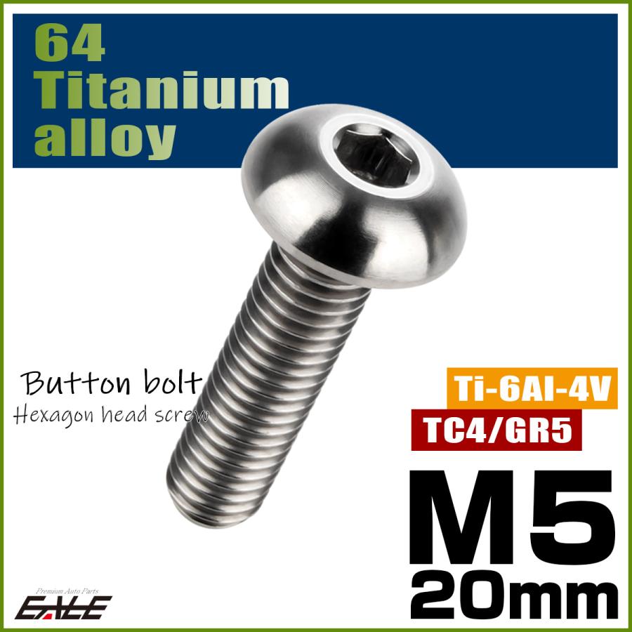 チタンボルト M5×20mm P0.8 ボタンボルト 六角穴 シルバー原色 JA897 | ブランド登録なし | 01