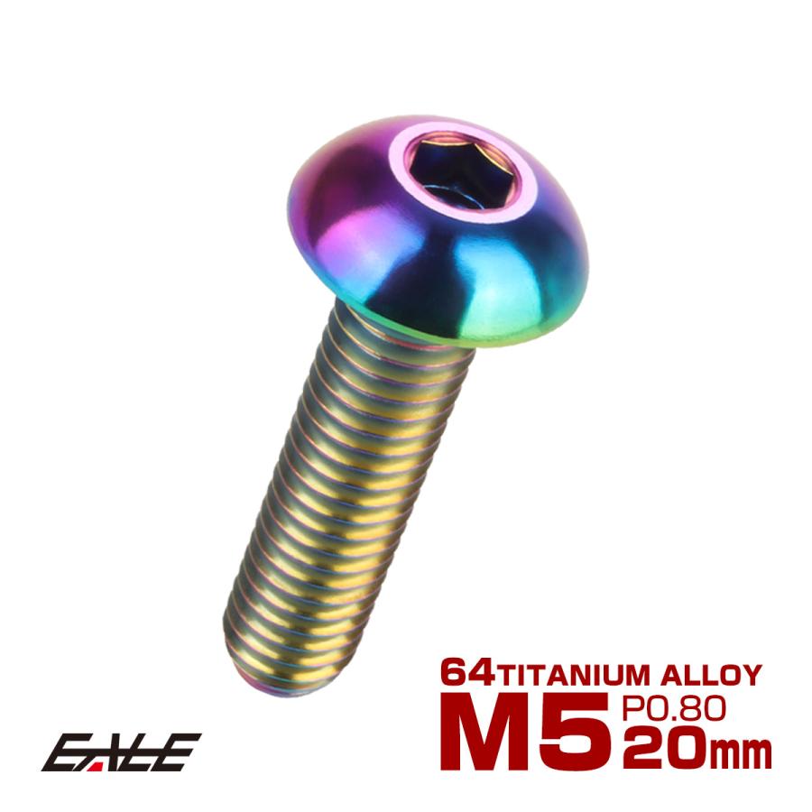 チタンボルト M5×20mm P0.8 ボタンボルト 六角穴 レインボー 虹色 ライトカラー JA898 | ブランド登録なし