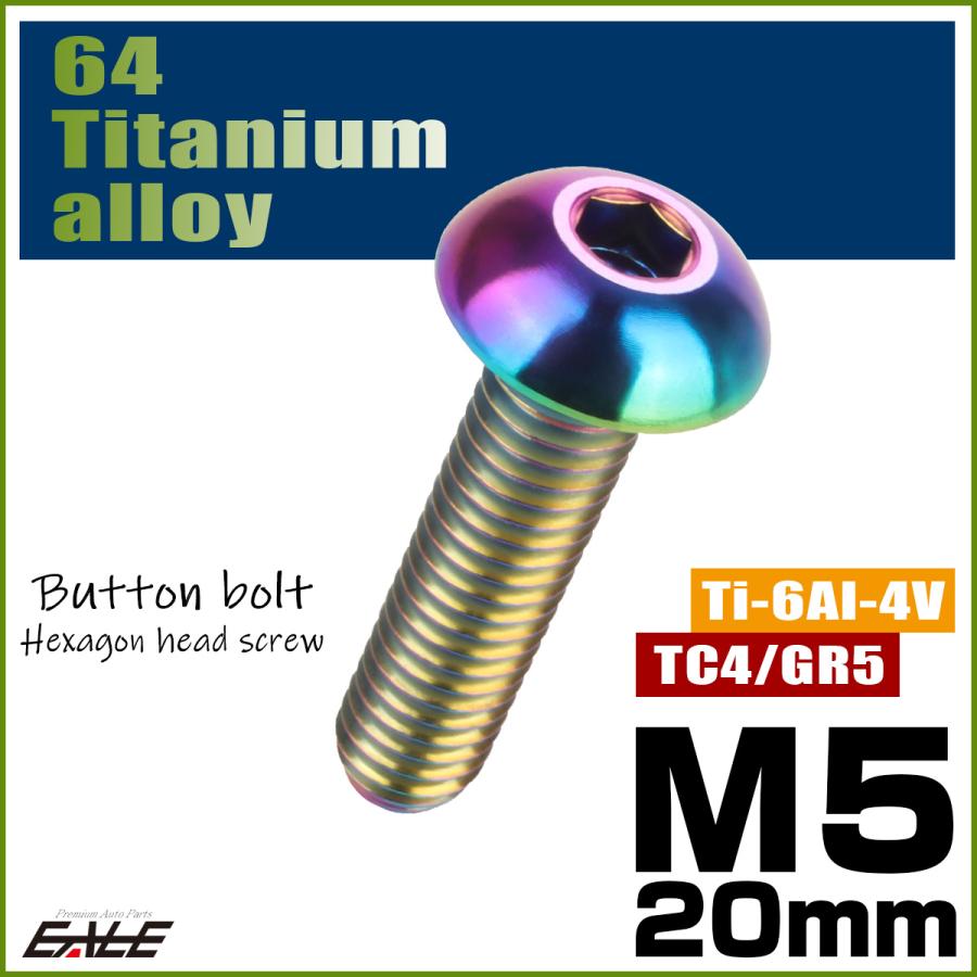 チタンボルト M5×20mm P0.8 ボタンボルト 六角穴 レインボー 虹色 ライトカラー JA898 | ブランド登録なし | 01